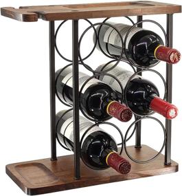 img 4 attached to 🍷 ABZUOON Countertop Wine Rack: Stylish Wood Wine Bottle Holder with Glass Holder for Kitchen & Home Decor