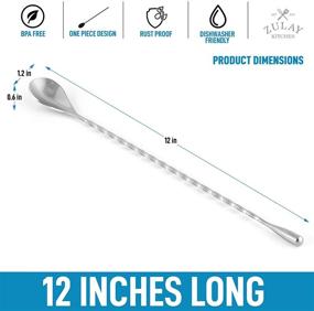 img 2 attached to 🍹 Zulay Premium 12 Inch Stainless Steel Cocktail Spoon with Attractive Spiral Design - Ideal for Mixing, Layering Drinks, and Cocktail Shakers, Tall Cups, Pitchers