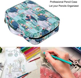 img 3 attached to BTSKY Colored Pencil Case 220 Slots - Organize Prismacolor Crayola Colored 🌵 Pencils & Gel Pens in a Portable Multilayer Holder with Handy Wrap Cactus Design
