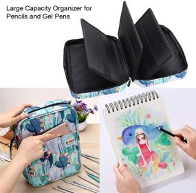 img 2 attached to BTSKY Colored Pencil Case 220 Slots - Organize Prismacolor Crayola Colored 🌵 Pencils & Gel Pens in a Portable Multilayer Holder with Handy Wrap Cactus Design