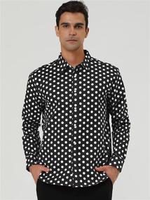 img 3 attached to 👔 Textured Polka Button-Front Men's Shirts by Uxcell - Perfect Fit Guaranteed