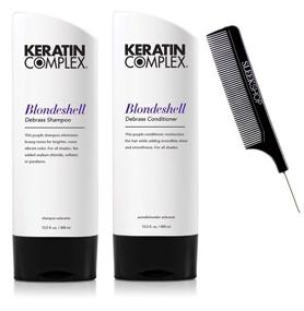 img 2 attached to 💜 Keratin Complex BLONDESHELL DEBRASS & BRIGHTEN Shampoo & Conditioner DUO SET (Stylist Kit) - Violet Purple Shampoo for Yellow, Blonde, Silver, and Brassy Hair (13.5 oz / 400 ml)