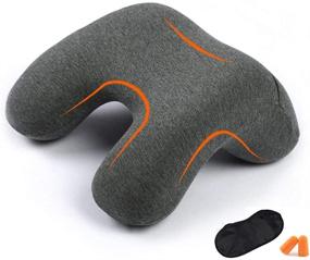 img 3 attached to 💤 HAOBAIMEI Memory Foam Travel Neck Pillow for Airplanes, Cars, Camping, Office, School – Grey, Travel Accessories for Men and Women