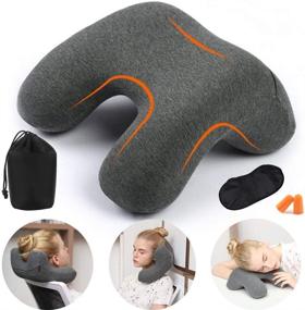 img 4 attached to 💤 HAOBAIMEI Memory Foam Travel Neck Pillow for Airplanes, Cars, Camping, Office, School – Grey, Travel Accessories for Men and Women
