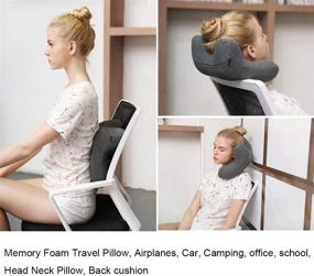 img 1 attached to 💤 HAOBAIMEI Memory Foam Travel Neck Pillow for Airplanes, Cars, Camping, Office, School – Grey, Travel Accessories for Men and Women