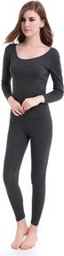 img 1 attached to 👚 Ultra Thin Crew Neck Women's Thermal Underwear Set - Stretchy Base Layer Long Johns