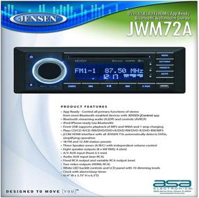 img 2 attached to 📻 Jensen JWM72A Slimline Wallmount Stereo: DVD, USB, AUX, HDMI, Bluetooth, App Ready, 3-Speaker Zones, 8X 6 Вт выход, воспроизводит CD/DVD/MP3/WMA/JPEG 📻 Jensen JWM72A узкая настенная стереосистема: DVD, USB, AUX, HDMI, Bluetooth, готова к приложению, 3-зонные динамики, выход мощностью 8x6 Вт, воспроизводит CD/DVD/MP3/WMA/JPEG