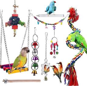 img 4 attached to Newly Upgraded Rope Bungee Bird Toys - 9pcs, Ideal Parrot Chewing Toys for Small Parakeets, Cockatiels, Finches, Budgie, Macaws, Parrots, Love Birds, Peony Cockatiel - JIAYUE Bird Cage Accessories