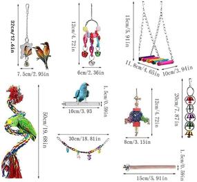 img 2 attached to Newly Upgraded Rope Bungee Bird Toys - 9pcs, Ideal Parrot Chewing Toys for Small Parakeets, Cockatiels, Finches, Budgie, Macaws, Parrots, Love Birds, Peony Cockatiel - JIAYUE Bird Cage Accessories