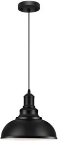 img 3 attached to 🏭 Vintage Industrial Pendant Lighting Fixture - Black Metal Chandelier Lights, Ceiling Lamp for Kitchen, Home, Island, Dining Room, Bedroom - 11.4 inches