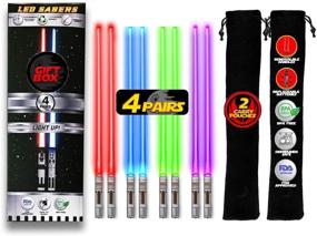 img 4 attached to 🍽️ LED Lightsaber Chopsticks: Light Up Star Wars-Inspired Glowing Saber Chopsticks - Set of 4 Pairs in Red, Green, Blue, and Purple - Removable Handle, Reusable, Dishwasher Safe