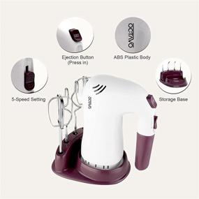 img 2 attached to OCTAVO Hand Mixers Electric: Powerful Handheld Electric Mixer with Easy Eject Button, 2 Wired Beaters + 2 Dough Hooks, Storage Base - 250W Ultra Power - 5 Speed - 120V (White)