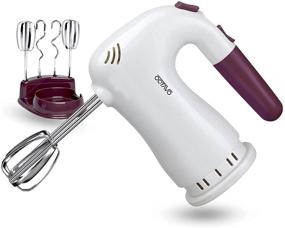 img 4 attached to OCTAVO Hand Mixers Electric: Powerful Handheld Electric Mixer with Easy Eject Button, 2 Wired Beaters + 2 Dough Hooks, Storage Base - 250W Ultra Power - 5 Speed - 120V (White)