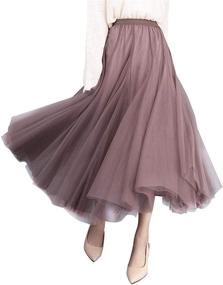 img 4 attached to Feminine Tulle Fairy Skirt: Mesh Puffy Tutu Cake A-Line Flared Long Elastic Waist - Discover the Perfect Flirty and Flowy Design for Women