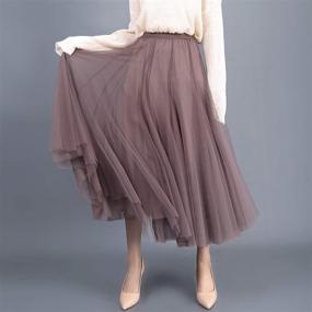 img 1 attached to Feminine Tulle Fairy Skirt: Mesh Puffy Tutu Cake A-Line Flared Long Elastic Waist - Discover the Perfect Flirty and Flowy Design for Women