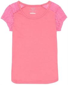 img 1 attached to 👚 Gorgeous French Toast Girls' Lace Shoulder Tee - Short Sleeve Delight!