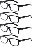 👓 sigvan rectangle frame blue light blocking reading glasses - 4 pairs, computer eyeglasses for men and women, trendy readers logo