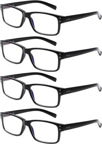 img 4 attached to 👓 SIGVAN Rectangle Frame Blue Light Blocking Reading Glasses - 4 Pairs, Computer Eyeglasses for Men and Women, Trendy Readers