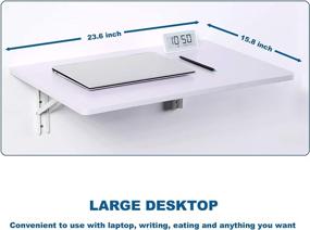 img 2 attached to 🖥️ Zytty Folding Wall Desk: Space-Saving Fold Down Desk for Small Areas, Floating Wall-Mounted Desk, White, 23.6x15.8 inch