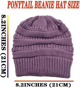 img 1 attached to 🎩 HHNLB Women's Ponytail Beanie Hat, Messy High Bun with Cross Criss Hole, Warm & Soft Stretch Knit Skull Cap for Winter