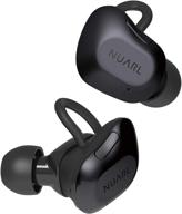 беспроводные стереонаушники nuarl true wireless earbuds bluetooth 🎧 5 hdss ipx4 с микрофоном и до 10 часов воспроизведения - черно-металлические. логотип