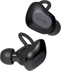 img 4 attached to Беспроводные стереонаушники NUARL True Wireless Earbuds Bluetooth 🎧 5 HDSS IPX4 с микрофоном и до 10 часов воспроизведения - черно-металлические.