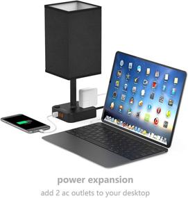 img 1 attached to 💡 COZOO USB Bedside Table & Desk Lamp: 3 USB Charging Ports, 2 Power Outlets, LED Light - Black Charger Base, White Fabric Shade - Ideal for Bedroom, Nightstand, Living Room