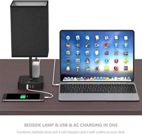 img 3 attached to 💡 COZOO USB Bedside Table & Desk Lamp: 3 USB Charging Ports, 2 Power Outlets, LED Light - Black Charger Base, White Fabric Shade - Ideal for Bedroom, Nightstand, Living Room