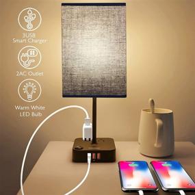 img 4 attached to 💡 COZOO USB Bedside Table & Desk Lamp: 3 USB Charging Ports, 2 Power Outlets, LED Light - Black Charger Base, White Fabric Shade - Ideal for Bedroom, Nightstand, Living Room
