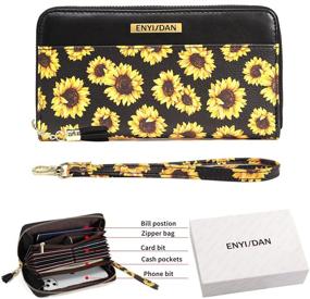 img 3 attached to Womens Sunflower Wristlet Capacity Leather