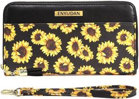 img 4 attached to Womens Sunflower Wristlet Capacity Leather