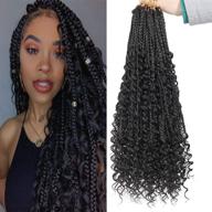 🔗 20 inch 6-pack goddess box braids crochet hair with curly ends - pre-looped synthetic bohemian braids hair for black women (90 strands, black color) logo