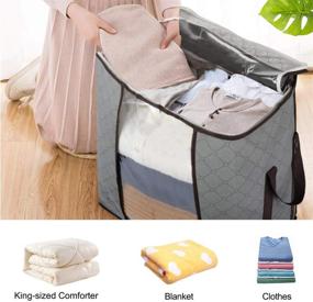 img 2 attached to 👕 119L Large Capacity Clothing Storage Bags - Organizers for Blanket Comforter Clothes Pillows with Clear Windows and Handles - Foldable Containers for Closet Storage