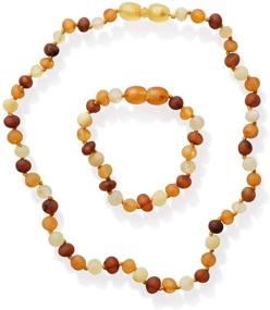 img 3 attached to Meraki Baltic Amber Necklace and Bracelet Set - Raw Unpolished Baroque Baltic Amber Jewelry, Certified Genuine Baltic Amber, Cognac/Honey/Lemon Color (12.5 Inches Necklace + 5.5 Inches Bracelet)
