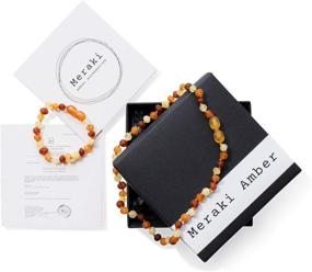 img 2 attached to Meraki Baltic Amber Necklace and Bracelet Set - Raw Unpolished Baroque Baltic Amber Jewelry, Certified Genuine Baltic Amber, Cognac/Honey/Lemon Color (12.5 Inches Necklace + 5.5 Inches Bracelet)