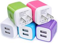 🔌 5-pack usb wall charger plug: portable power cube adapter for iphone, samsung, lg, moto & more - 2.1a/5v charging block logo