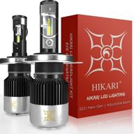 h4/9003 led bulbs by hikari - 12000lm, high lumens dual beam led conversion kit with japan csp led technology, 30w thunder csp led - equivalent to 80w ordinary led, canbus ready, hb2 halogen upgrade replacement - 6000k logo