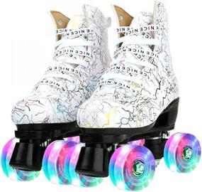 img 4 attached to High-Top Cowhide Roller Skates for Women and Men - Classic Double-Row 👟 Design, Ideal for Men, Girls, and Unisex - Four-Wheel Roller Skates, Perfect for Christmas