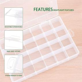 img 3 attached to 📦 BUG HULL 24 Grids Clear Plastic Organizer Box: Versatile Craft Storage Container for DIY Crafts, Jewelry, Fishing Tackles, and More