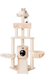 img 4 attached to 🐱 High-Quality Beige Armarkat Cat Tower with Spacious Lounge, Ramp, and Thick Fur - Model A5806