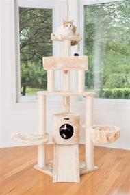 img 1 attached to 🐱 High-Quality Beige Armarkat Cat Tower with Spacious Lounge, Ramp, and Thick Fur - Model A5806