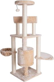 img 2 attached to 🐱 High-Quality Beige Armarkat Cat Tower with Spacious Lounge, Ramp, and Thick Fur - Model A5806