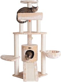 img 3 attached to 🐱 High-Quality Beige Armarkat Cat Tower with Spacious Lounge, Ramp, and Thick Fur - Model A5806