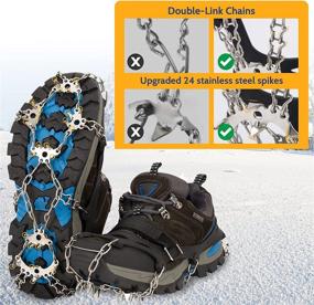 img 2 attached to OEEIA Crampons: Enhanced Anti-Slip Ice Cleats for Hiking, Climbing, and Walking with 24 Stainless Steel Spikes for Men, Women, and Kids