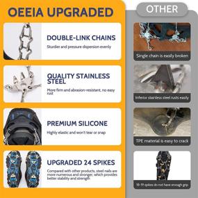 img 3 attached to OEEIA Crampons: Enhanced Anti-Slip Ice Cleats for Hiking, Climbing, and Walking with 24 Stainless Steel Spikes for Men, Women, and Kids