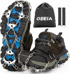 img 4 attached to OEEIA Crampons: Enhanced Anti-Slip Ice Cleats for Hiking, Climbing, and Walking with 24 Stainless Steel Spikes for Men, Women, and Kids