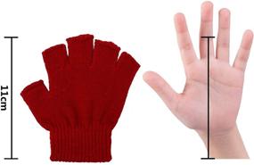 img 3 attached to 🧤 Winter Essential: Cooraby 12 Pairs Unisex Kids Half Finger Mittens - Stylish and Warm Fingerless Stretchy Knit Gloves for Teens