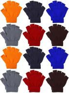 🧤 winter essential: cooraby 12 pairs unisex kids half finger mittens - stylish and warm fingerless stretchy knit gloves for teens logo