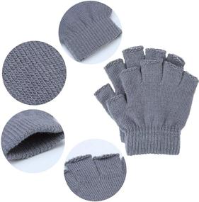 img 2 attached to 🧤 Winter Essential: Cooraby 12 Pairs Unisex Kids Half Finger Mittens - Stylish and Warm Fingerless Stretchy Knit Gloves for Teens