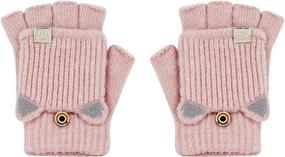 img 4 attached to Convertible Mittens Fingerless Knitted Cartoon Girls' Accessories